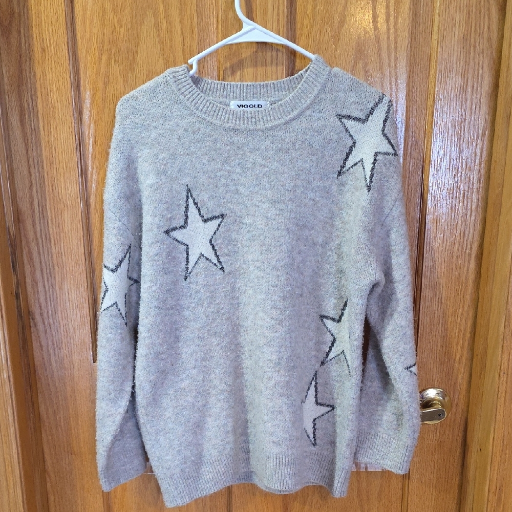 Vigold Gray Star Pattern Sweater
